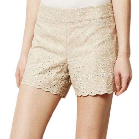 Anthropologie Elevenses Linen Blend Embroidered Shorts Size 6 - Picture 1 of 13